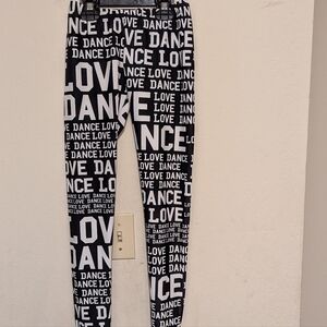 Alexandra Black and White Dance Love Leggings Size Youth Small